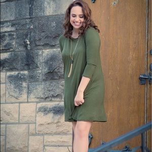 Flowy Hunter Green T-shirt Dress